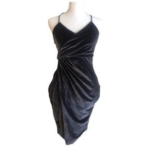 Boohoo Petite Velvet Wrap Style Dress Steel Gray